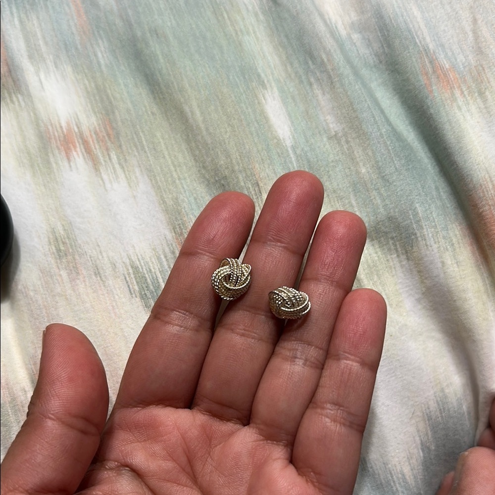 Textured Silver Knot Earrings